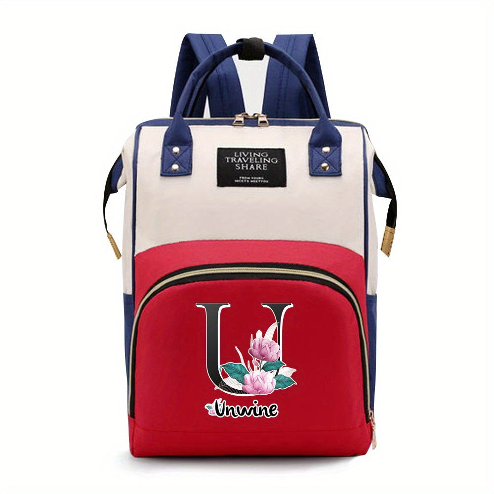 Персонализированная сумка для подгузников из оксфордской ткани с индивидуальными инициалами - Просторная сумка для мам с дизайном букв A-Z, идеальна для путешествий и повседневного использования, с карманами для бутылочек для женщин