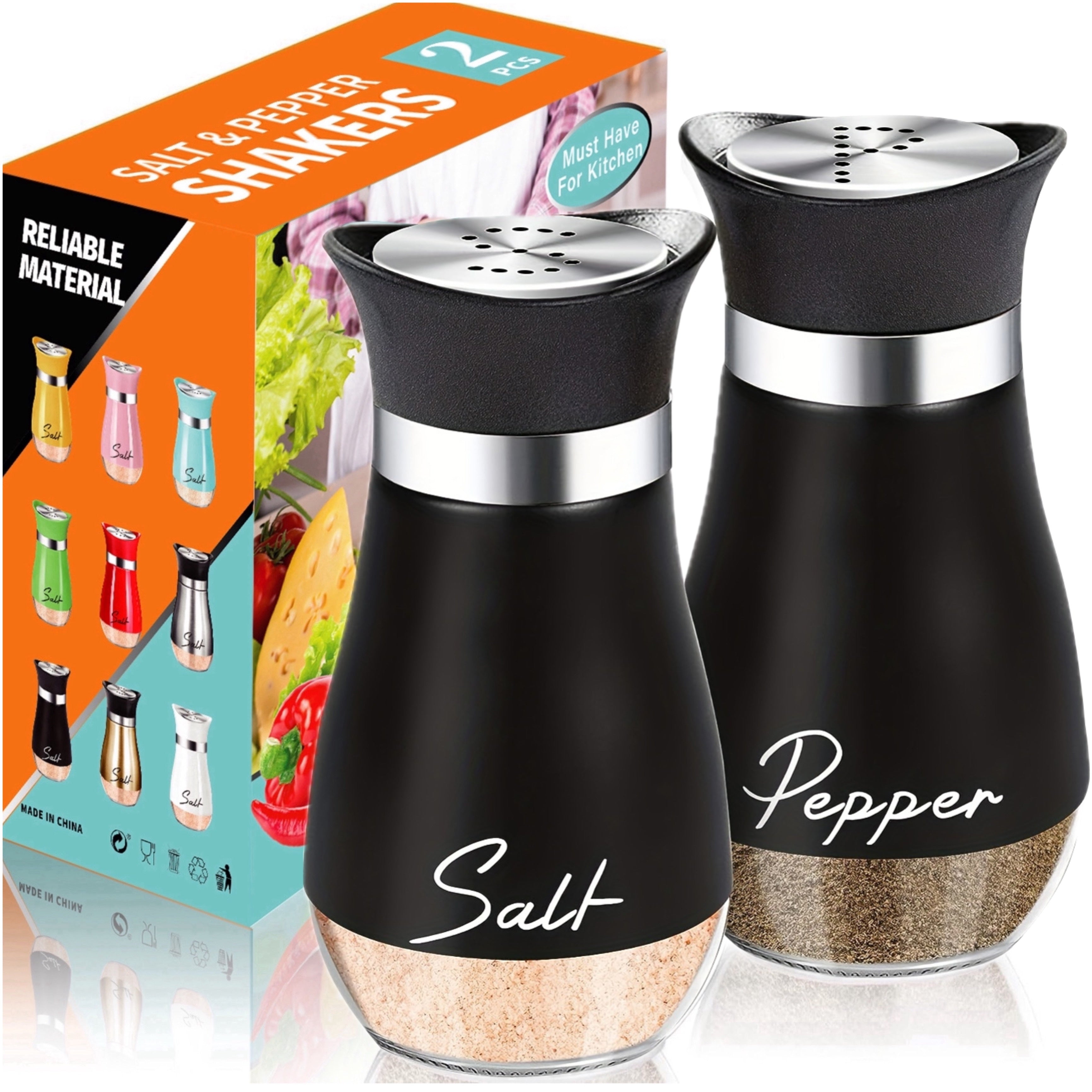 4 oz Pink Glass Salt and Pepper Shaker Set Refillable Stainless Steel Lid
