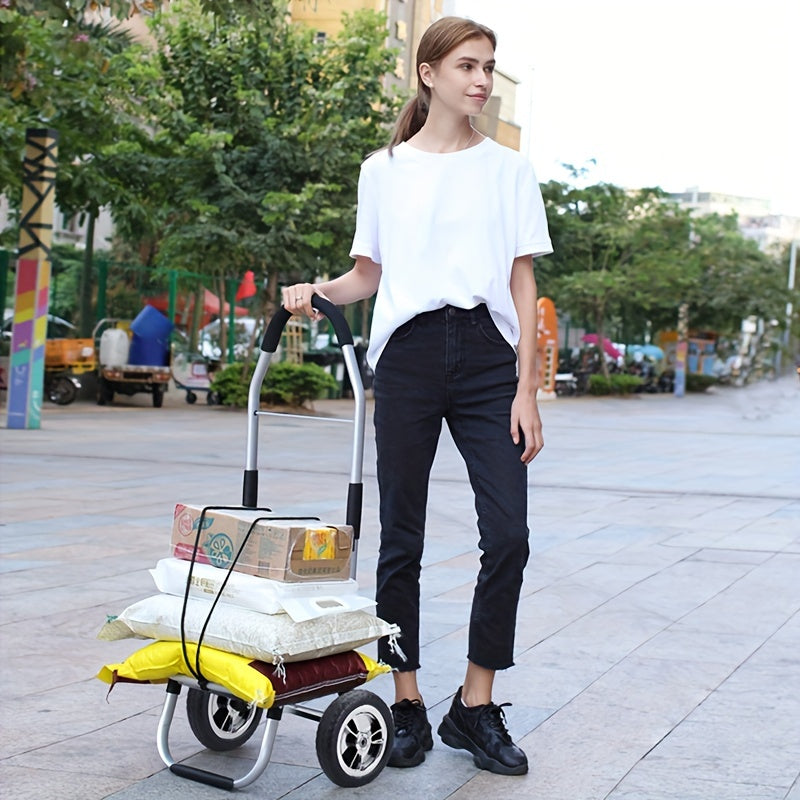 Qayriladigan xarid savati, ajratiladigan sumka va saqlash qutisi bilan - oziq-ovqat, lagerda va ko'chirish uchun portativ alyuminiy trolley - mustahkam kauchuk g'ildiraklar, qora.