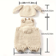 Набор из 3 милых крючковых морковок и кроликов для фотосессии детей - включает в себя брюки с подтяжками из полиэстера и шляпу, идеально подходит для запечатления первых моментов малышей.