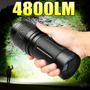 Super Bright LED Flashlight 12000mAh Rechargeable Battery Handheld Torch for Home Security Safety and Outdoor Use