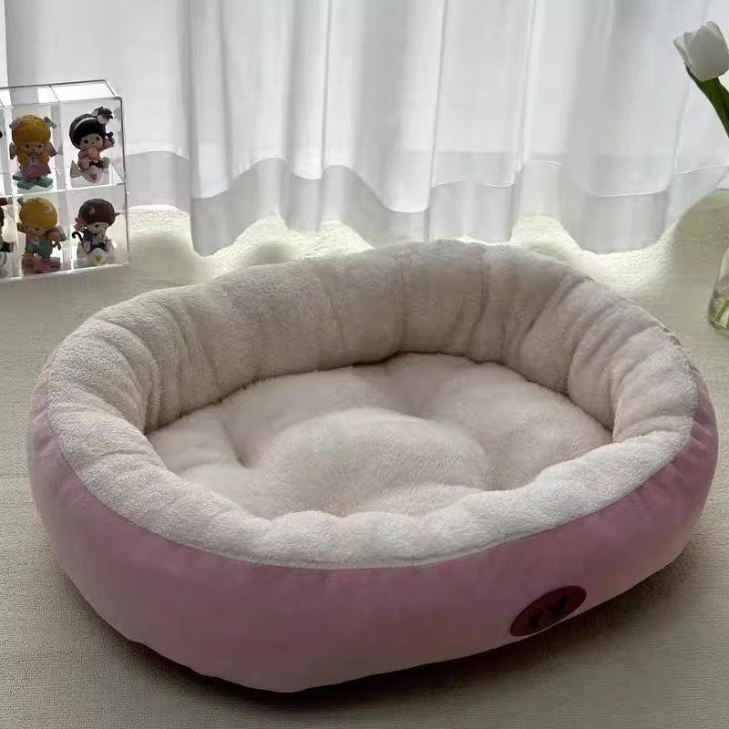 Oval Pet Bed for Cats and Dogs Cozy Classic Design All-Season Plush Nest