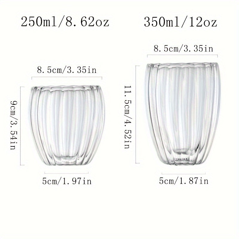 Double-Layer Heat-Resistant Glass Cups for Coffee Milk Cold Drinks 4 Pack
