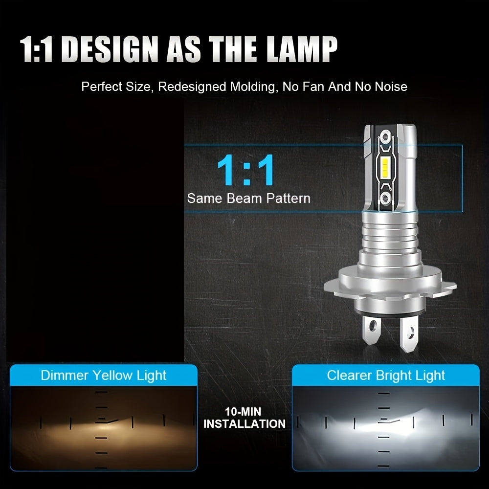 2 шт. LED-лампочки H7 для головного света 6000K белого цвета Canbus 18000Лм 60Вт для автомобиля, грузовика, мотоцикла