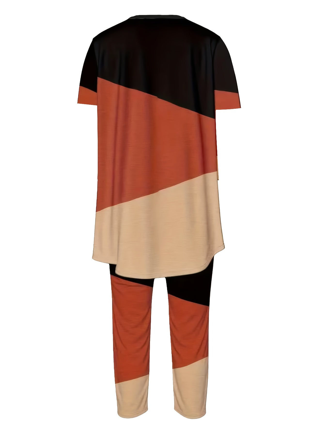 Plus Size Women's Short Sleeve Irregular Hem Outfit in Three Colors