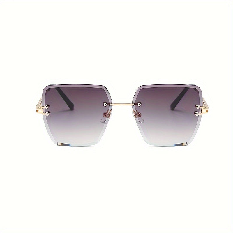 Square Rimless Sunglasses Women Gradient Lenses Casual Beach Party