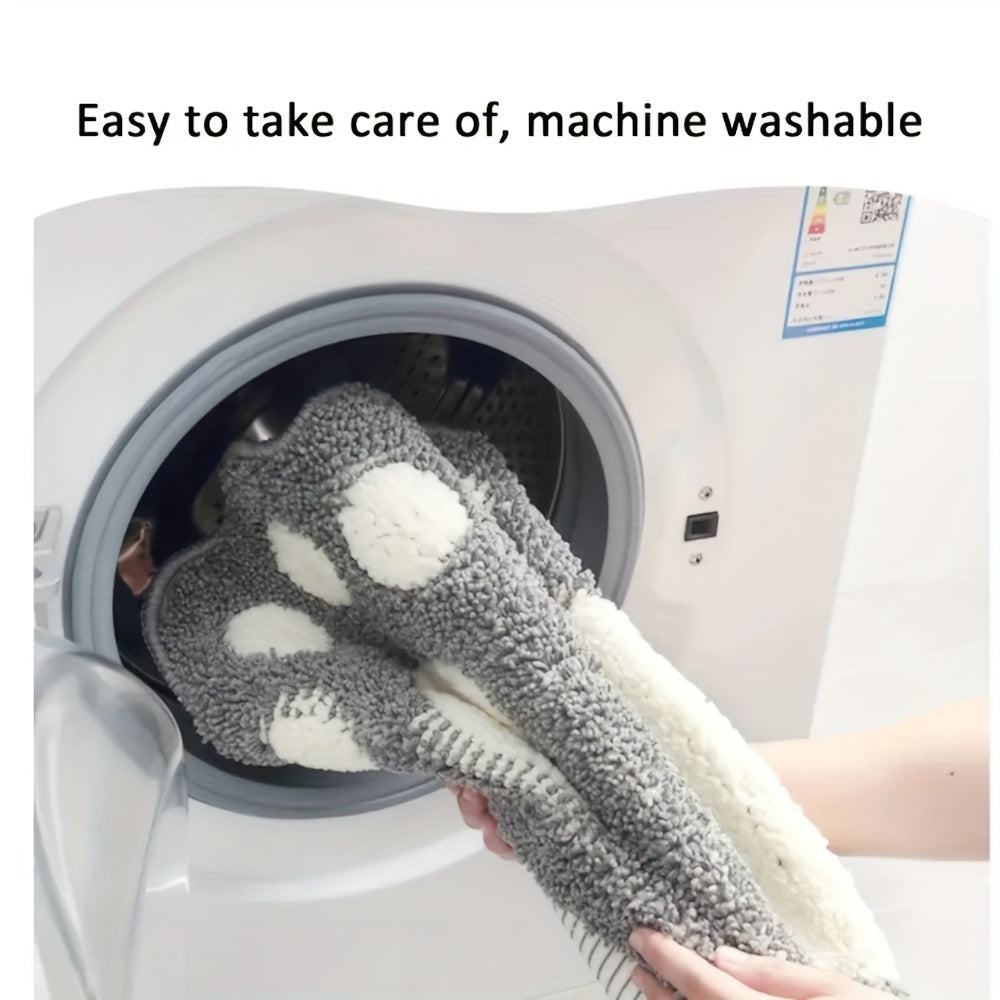 Paw Print Bathroom Floor Mat Absorbent Non-Slip Kitchen Rug for Bathroom Bedroom