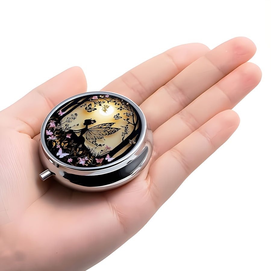 Women Butterfly Fairy Pill Box 3 Compartment Portable Travel Medicine Organizer