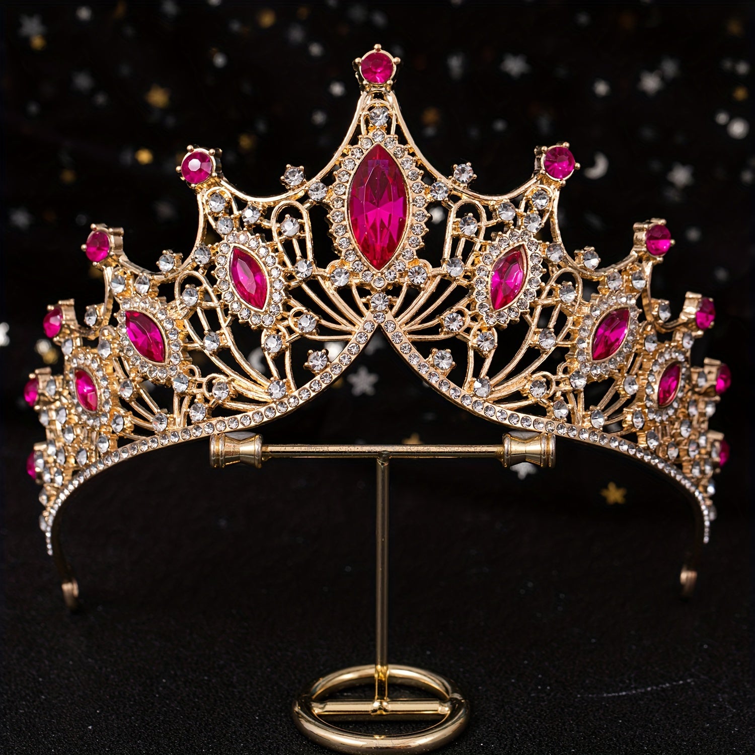 Golden Baroque Queen Crown and Tiara Set for Women Girls Crystal Rhinestones Mermaid Design