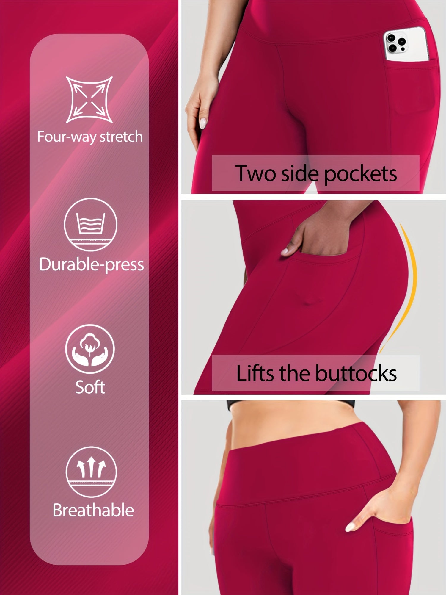 Women Plus Size Biker Shorts High Waist Crescent Moon Pockets Breathable