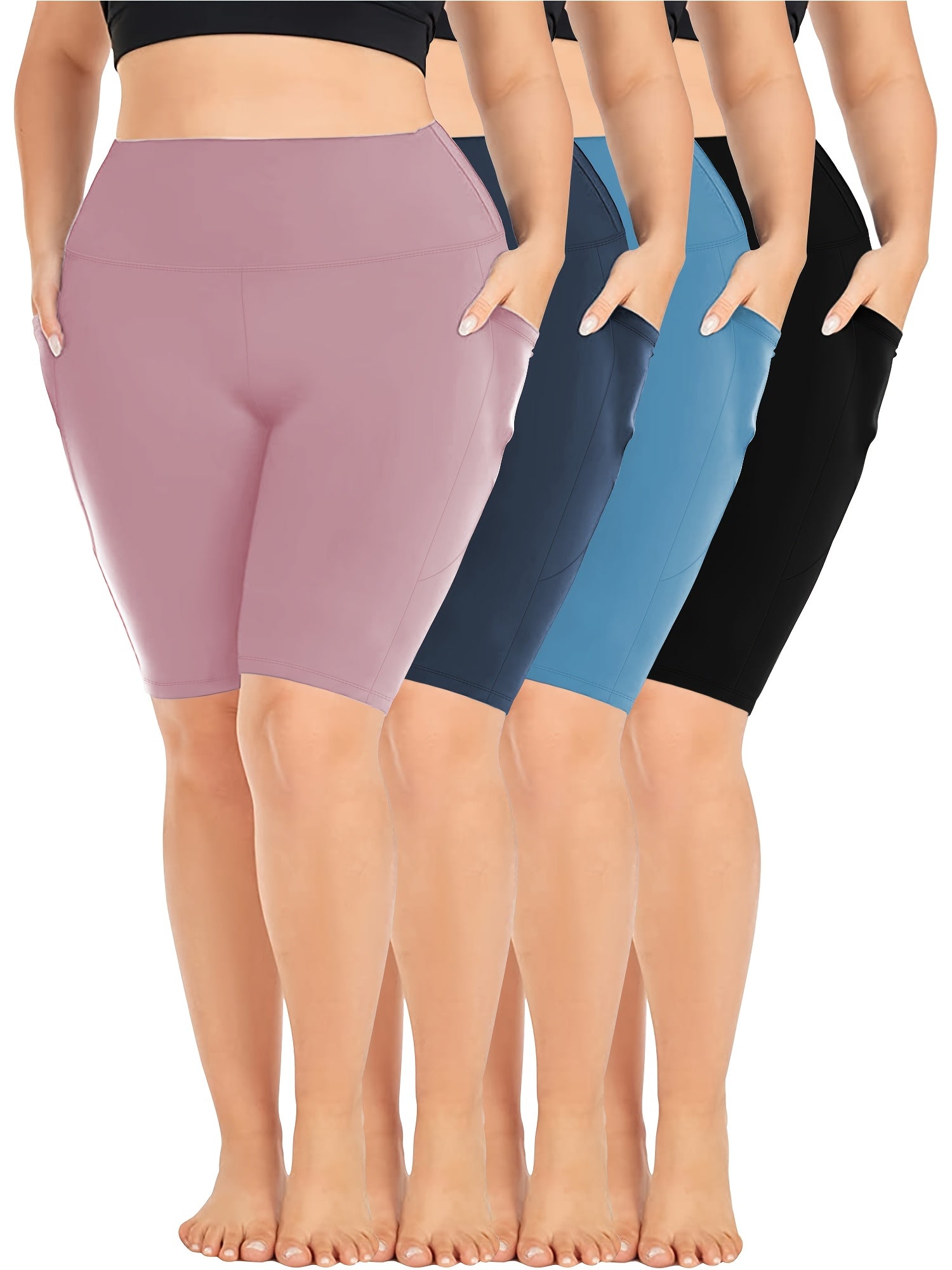 Pantalones de cintura alta con bolsillos en forma de media luna y cinturón de 5 puntos para mujer, conjunto de primavera y verano