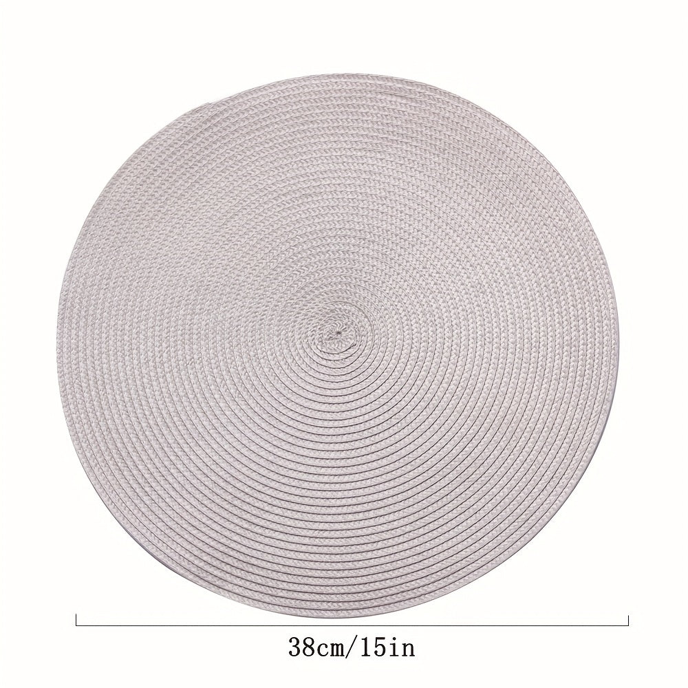 Set of 4/6 Woven Round Placemats Insulation Pads for Dining Table Easy to Clean