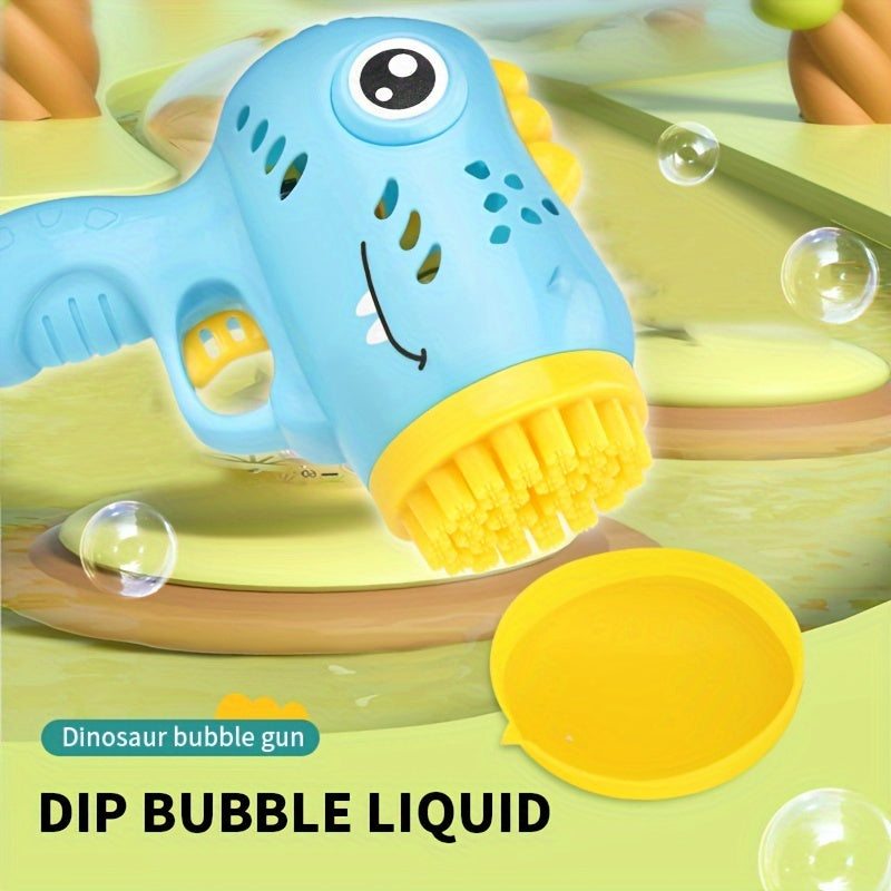 Children's Electric Dinosaur Bubble Gun for Kids Ages 3-6 with 36 Nozzles LED Lights Plastic Outdoor Toy