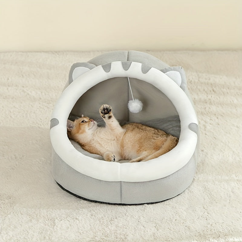 Cat Bed Cozy Cat-Shaped Bed with Soft Polyester Fiber Breathable All-Season Small to Large Cats