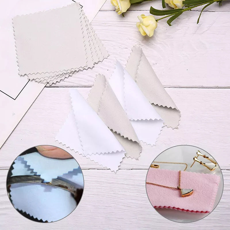 Set of 50 Non-Woven Canvas Jewelry Polishing Cloths Anti-Tarnish Cleaning Pads