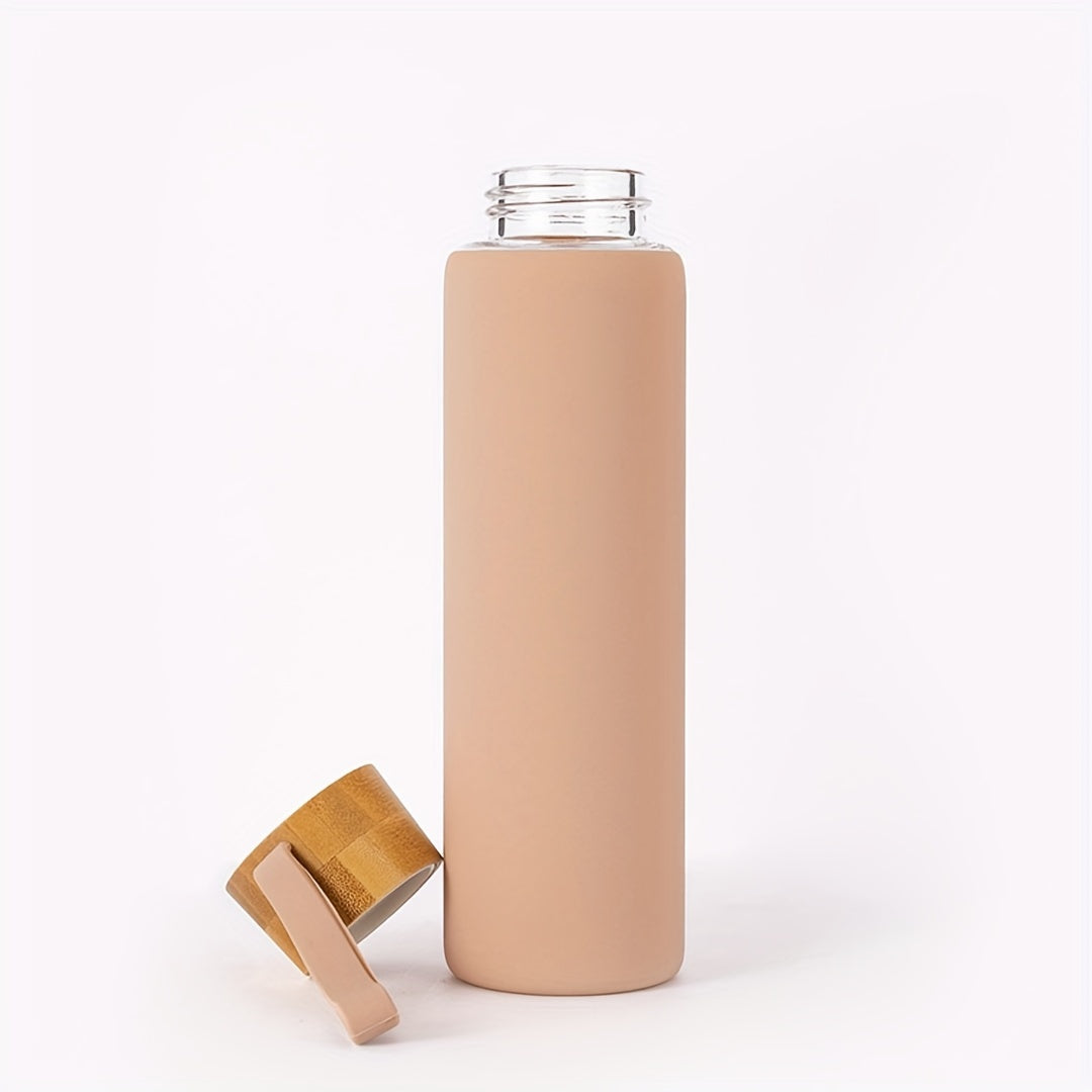 Glass Water Bottle with Silicone Sleeve and Strap Dishwasher Safe