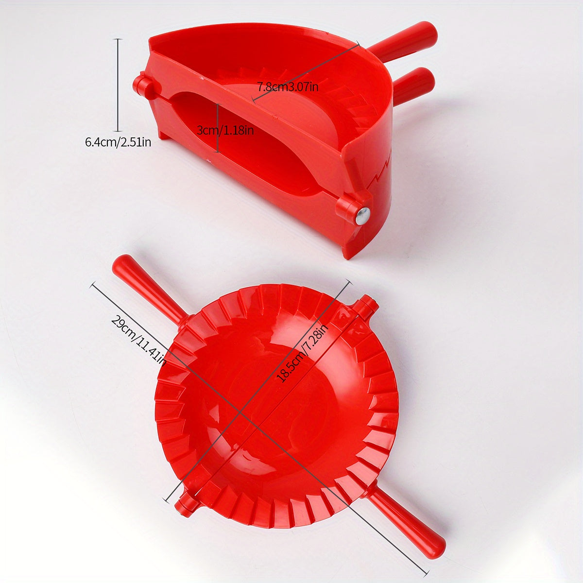 Ushbu yengil Katta Press-to-Shape Dumpling Mold PP plastmassadan tayyorlangan bo'lib, o'lchamlari 29x18.5x3.5 sm, vazni esa atigi 113 g.
