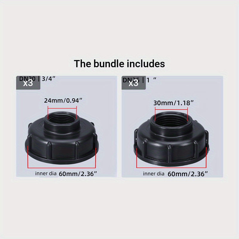 Plastic IBC Tote Adapter with Threaded Hose Drain Fitting for Garden and Lawn Care