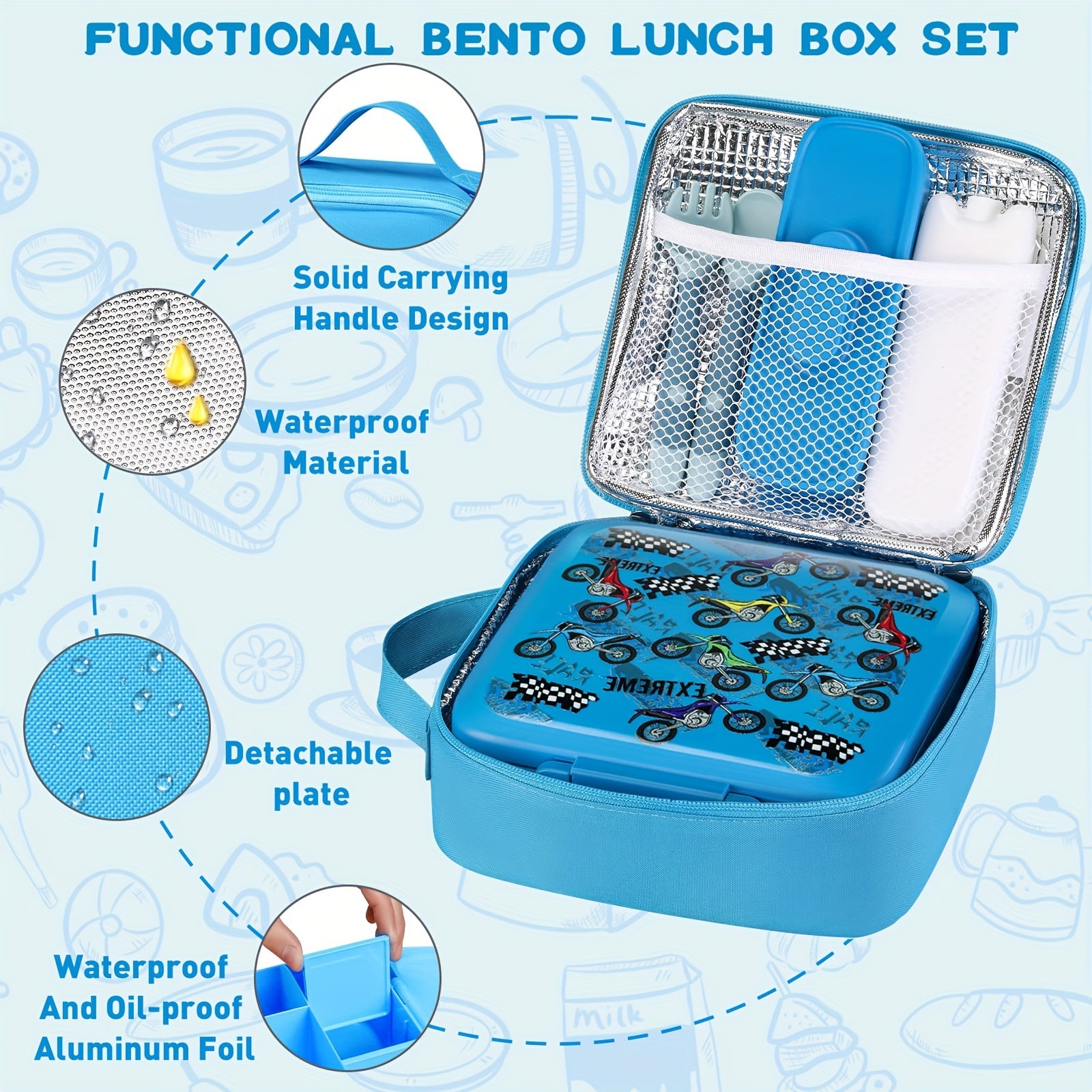 Kids' Lunch Box Set with Insulated Food Jar and Utensils Leak-Proof Container