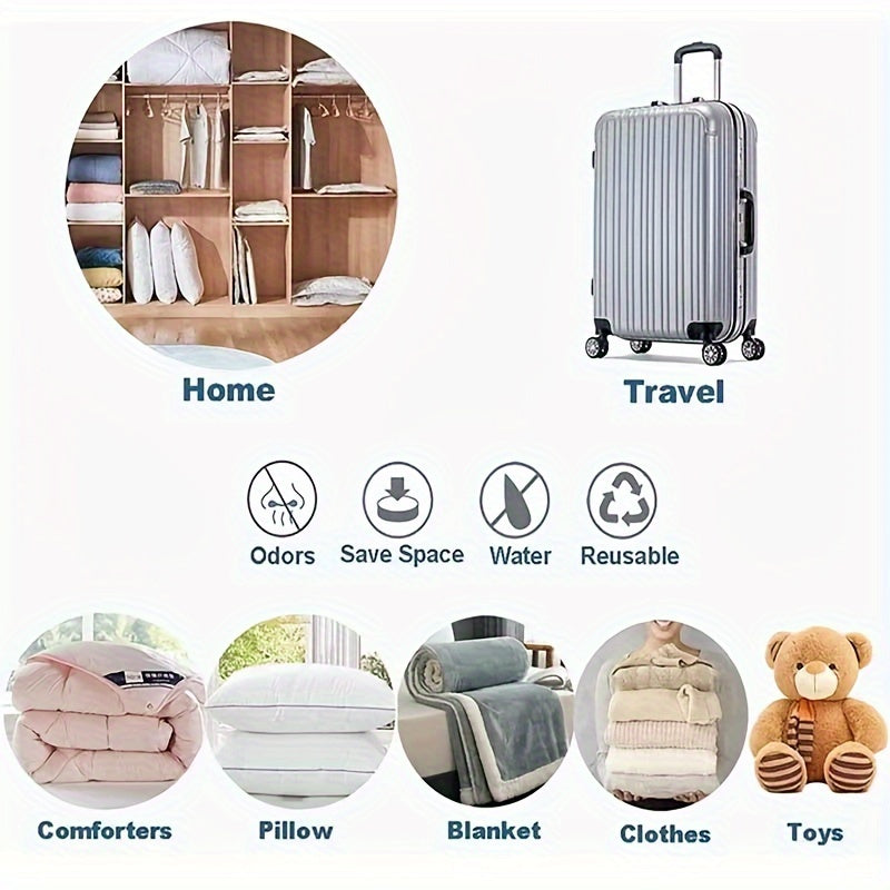 Transparent Vacuum Storage Bags Set of 5 for Clothes Space Saving Travel and Home