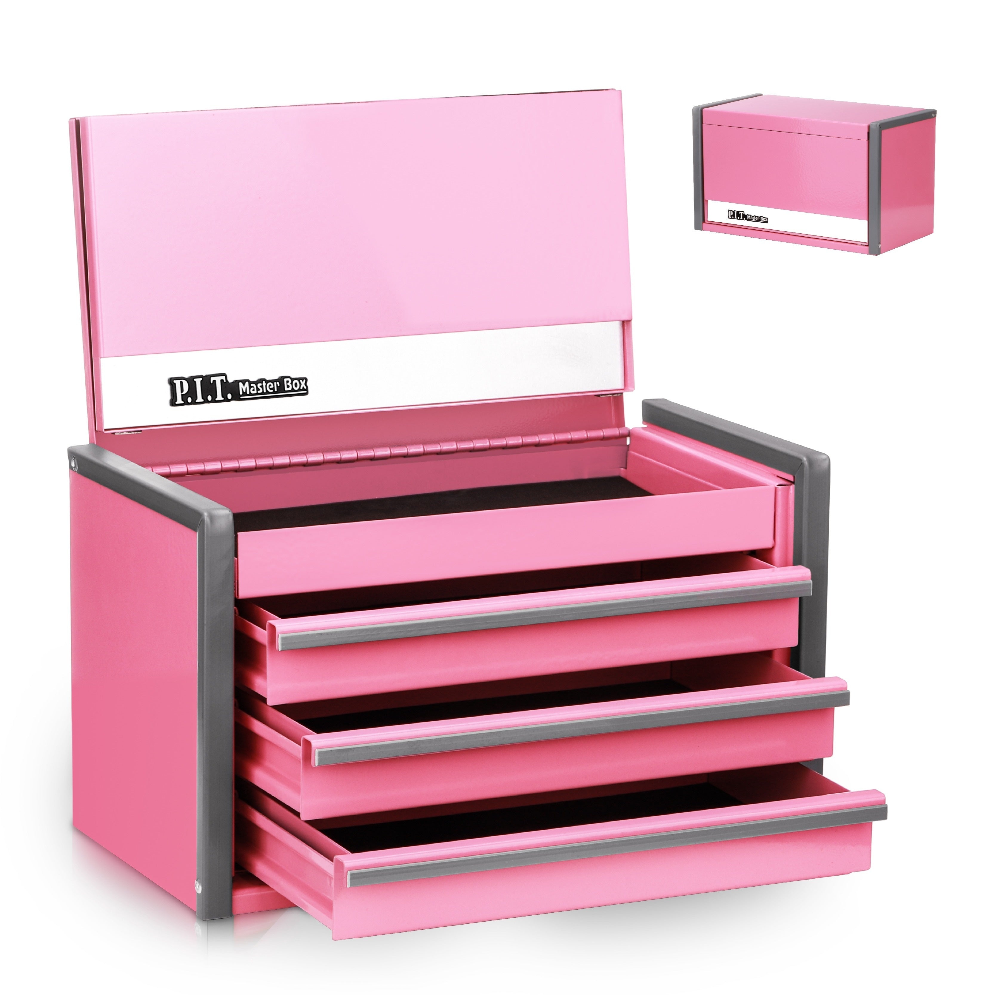 Mini Steel Tool Box with 3 Drawers, Magnetic Lock, Portable Organizer