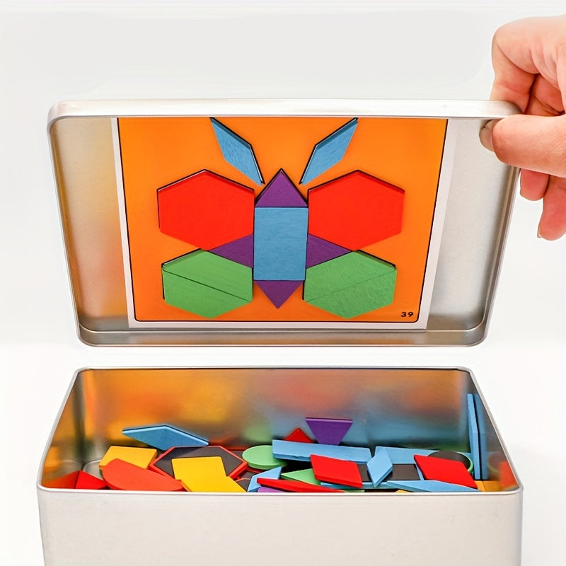 Wooden Magnetic Tangram Puzzle Game for Kids Educational Cognitive Toy for Early Learning