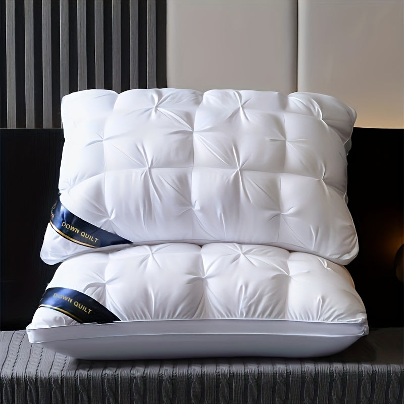 Роскошный набор подушек для поддержки шеи гостиничного качества из 2 штук - гипоаллергенные, легкие в уходе, с мягким наполнителем из полиэфирного волокна для спокойного и комфортного сна