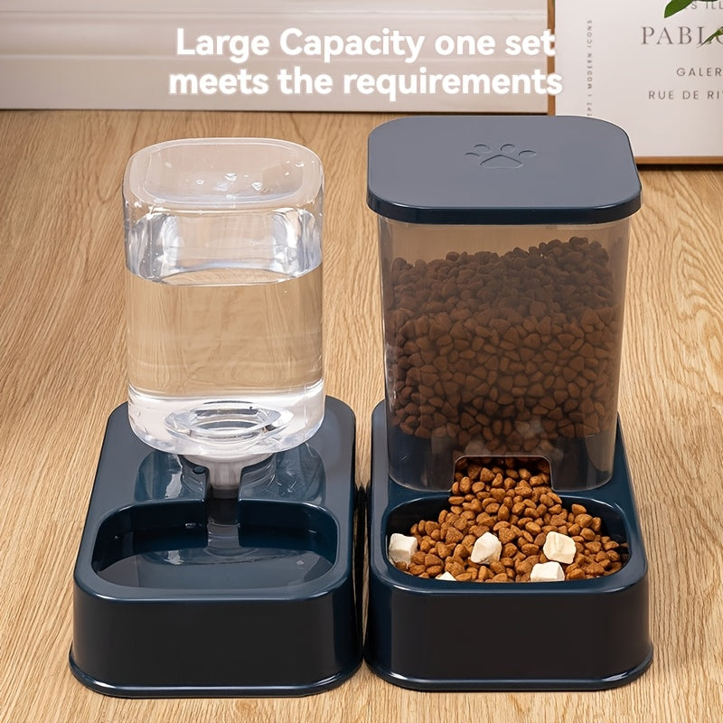2-in-1 Pet Feeder and Water Dispenser for Cats and Dogs Durable Plastic No Batteries Needed