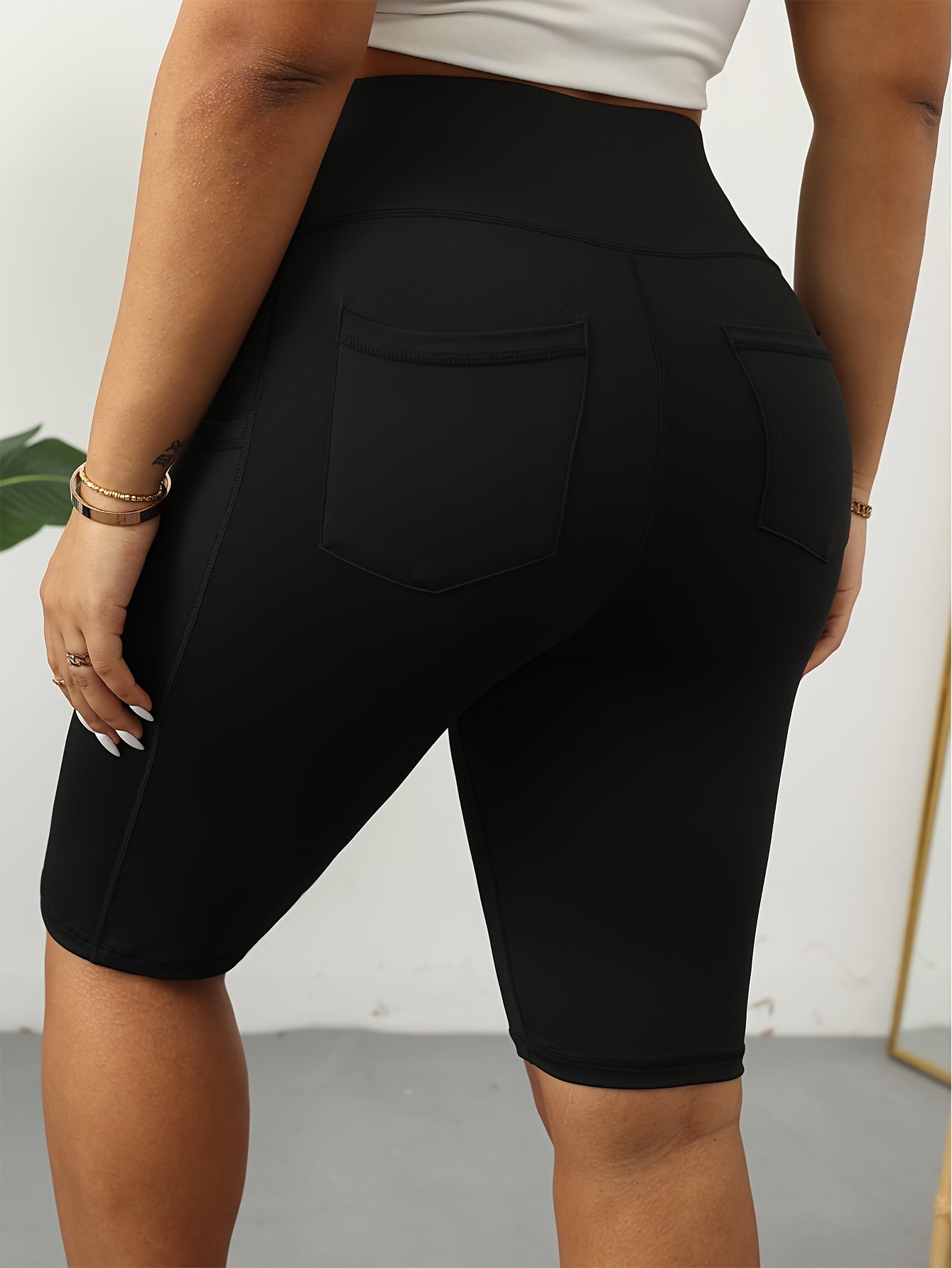 Women's Oversized Bicycle Shorts with Pockets, High Waist, Hip Lifting, 3 Pack