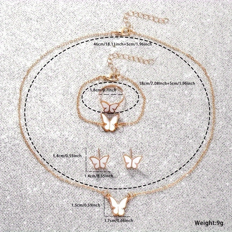 Шесть женских кварцевых часов с ремешками из PU-кожи и набором украшений с бабочками