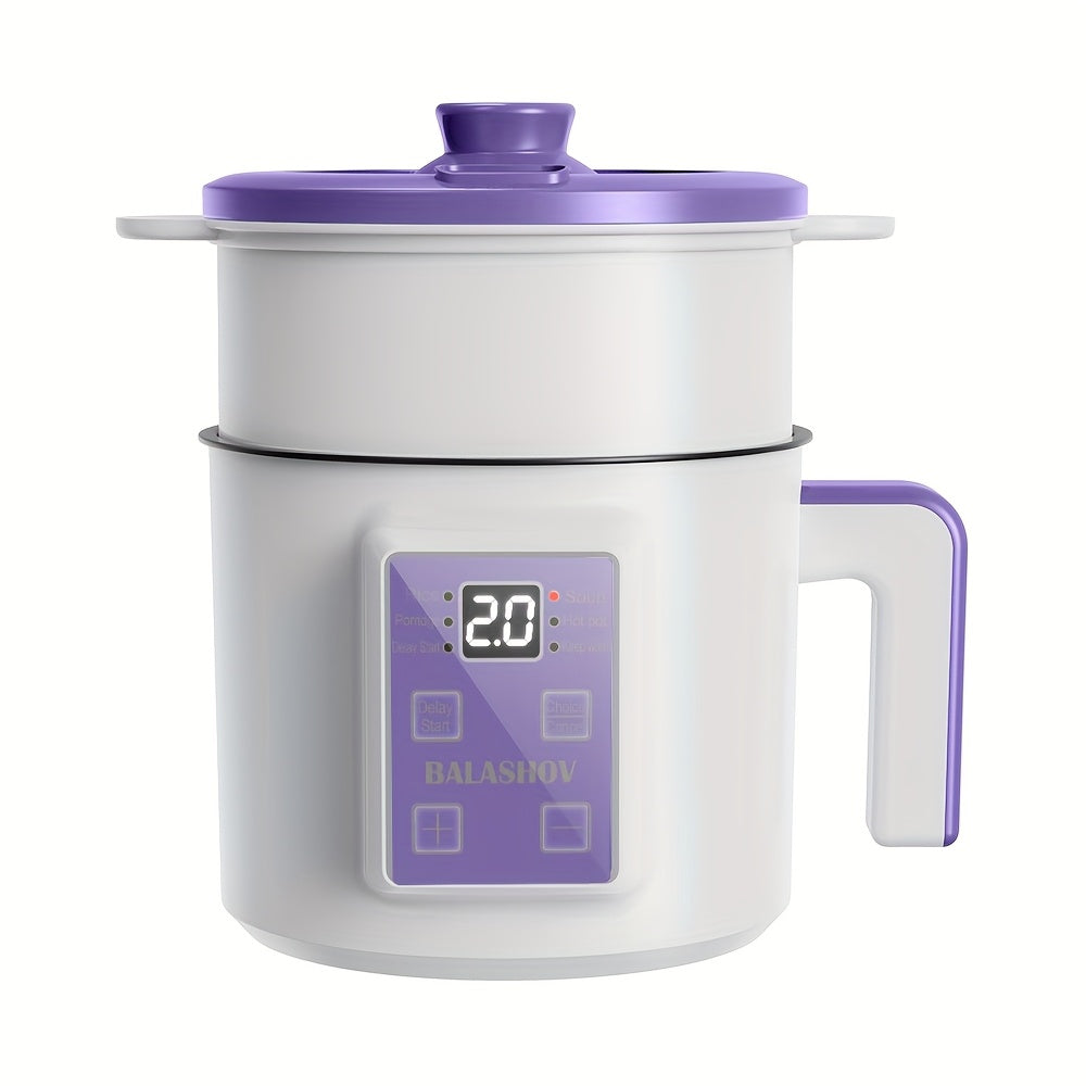 Electric Hot Pot for 1-3 People 6 Modes Safety Features Timer Compact Design White