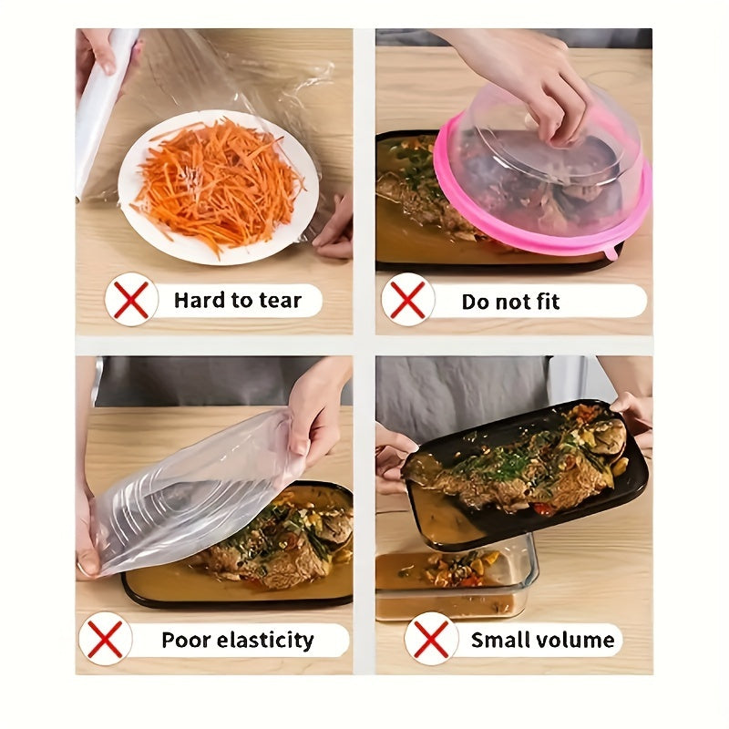 100-Pack Food Grade Plastic Wrap Covers for Food Storage, Disposable Elastic Seal Bags