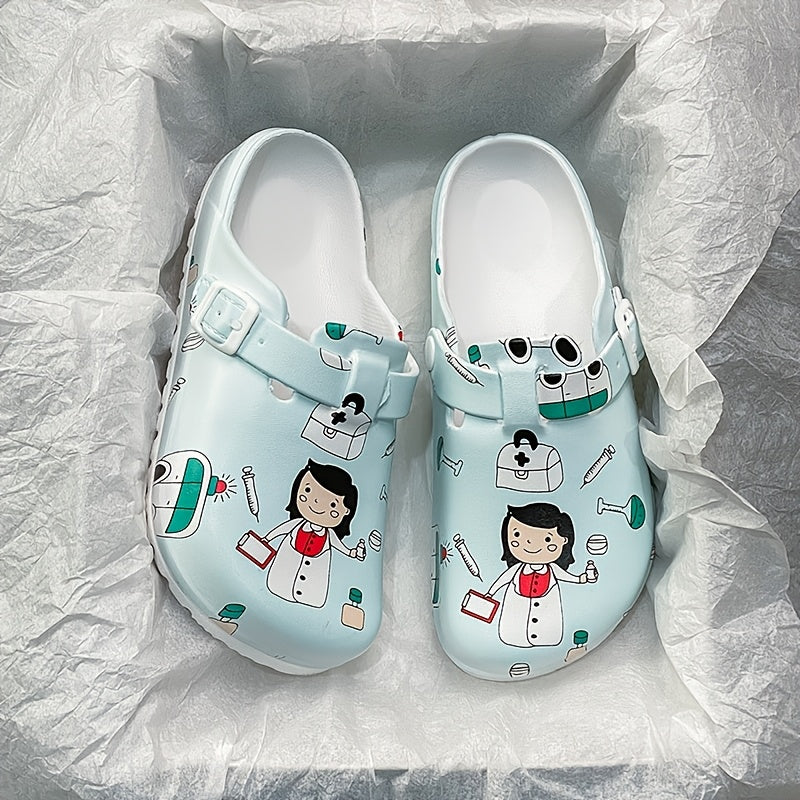 Women's EVA Nurse Clogs Slip-On Non-Slip Cartoon Fashion Comfortable Work Shoes