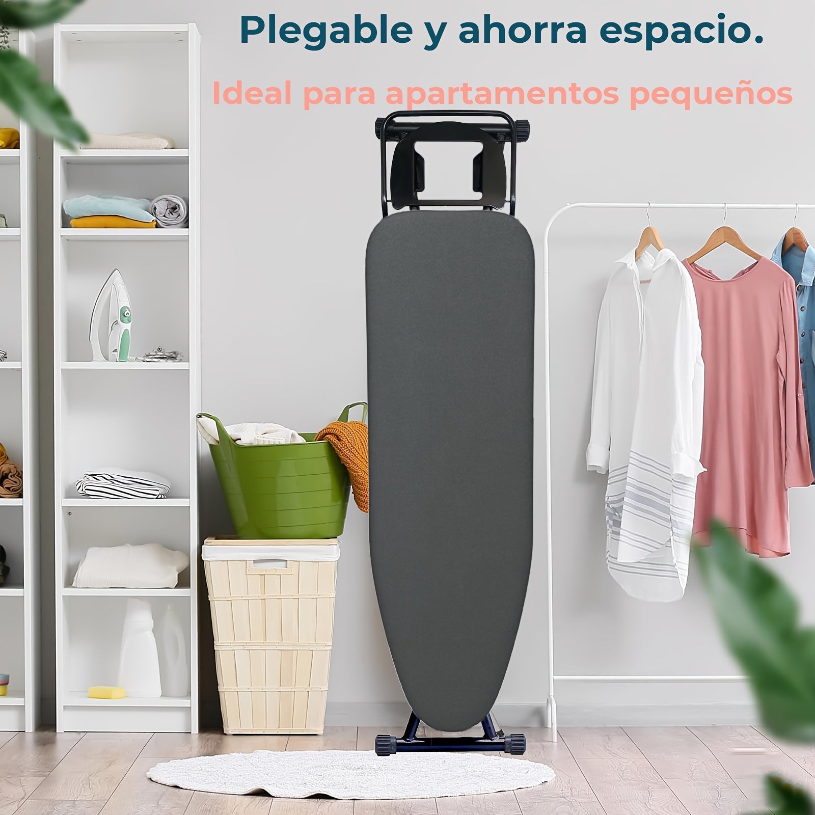 Регулируемая гладильная доска с подставкой, компактный дизайн, 119,99 x 38,0 см - складная для удобного хранения, изготовлена из прочной легированной стали