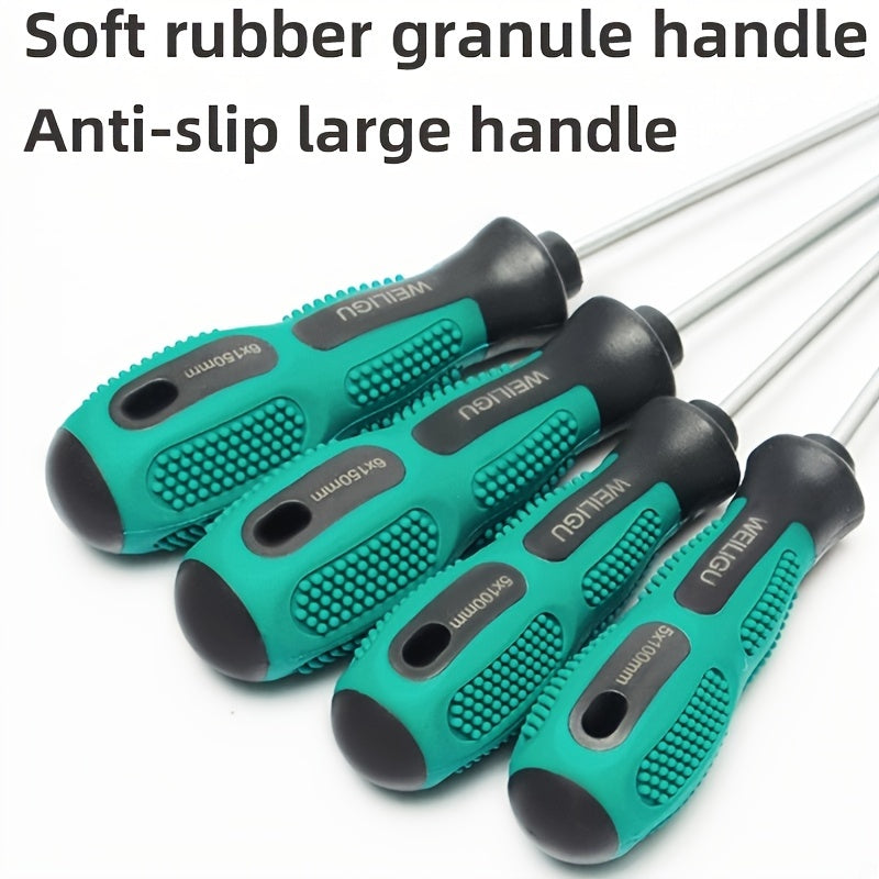 Magnetic Slotted Flat Head and Phillips Screwdriver Set, Non-Slip, 3-4 Inch