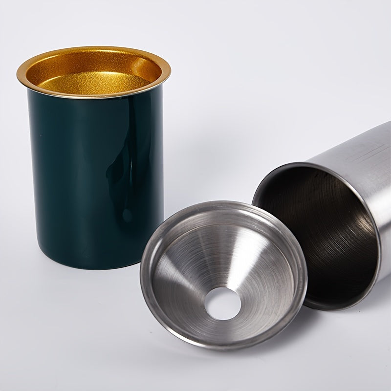 Stainless Steel Ashtray with Gold Rim Windproof Smokeless Indoor Outdoor