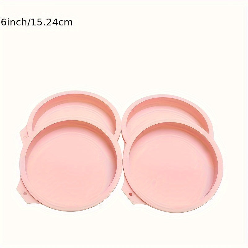 4 ta silikon qatlamli tort qoliplari dumaloq shaklda (10.16cm/15.24cm/20.32cm) tost noni va tortlar uchun, yopishmaydigan pishirish asboblari va oshxona qurilmalari, Eid Al-Adha bayramlari uchun mukammal.