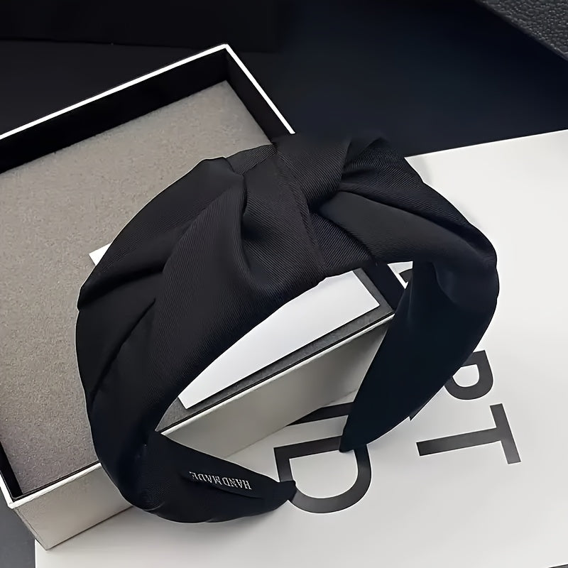 Vintage Bohemian Style Knotted Headband for Women Solid Polyester Hair Accessory