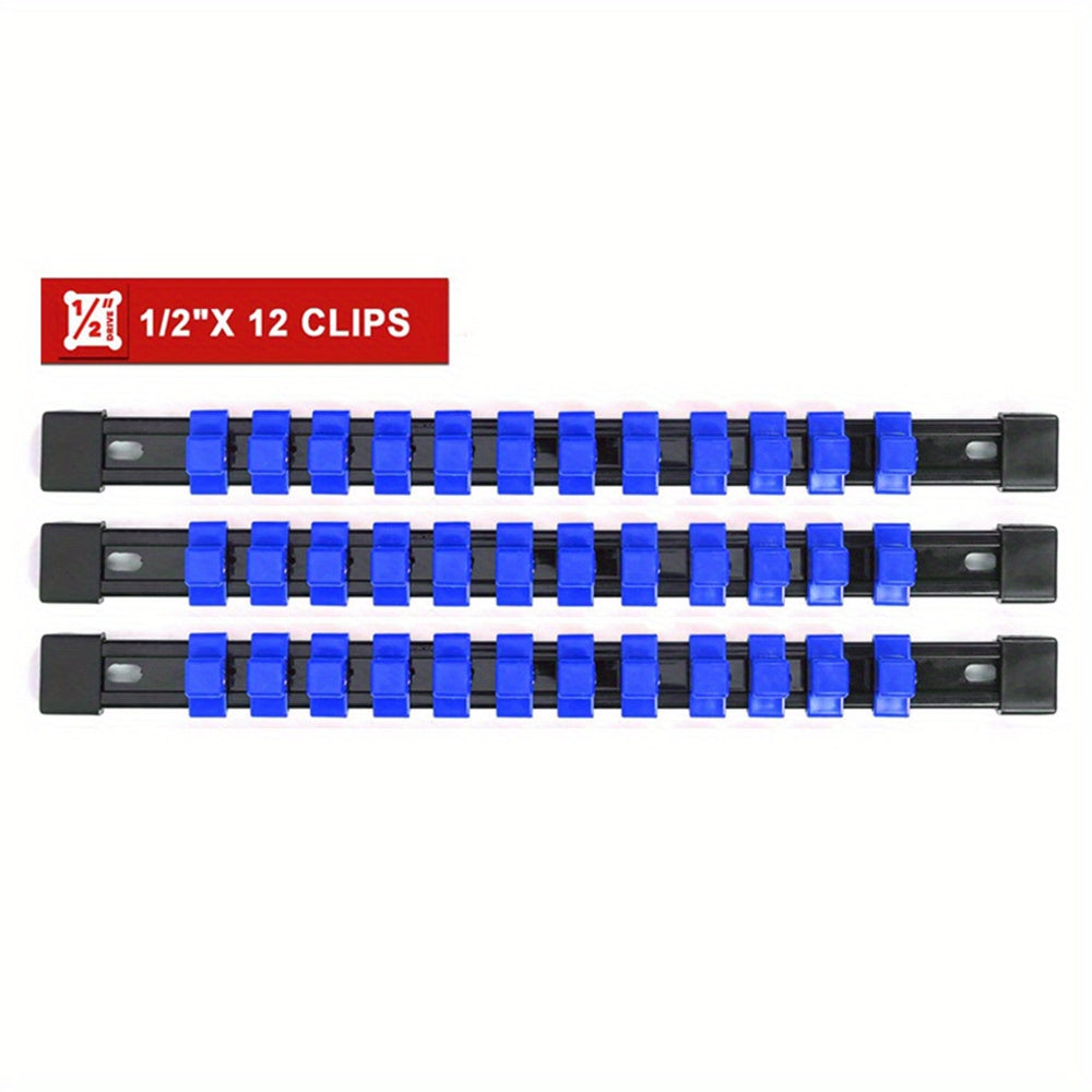 Socket Organizer Tool for 1/4 Inch, 3/8 Inch, and 1/2 Inch Socket Bracket Set