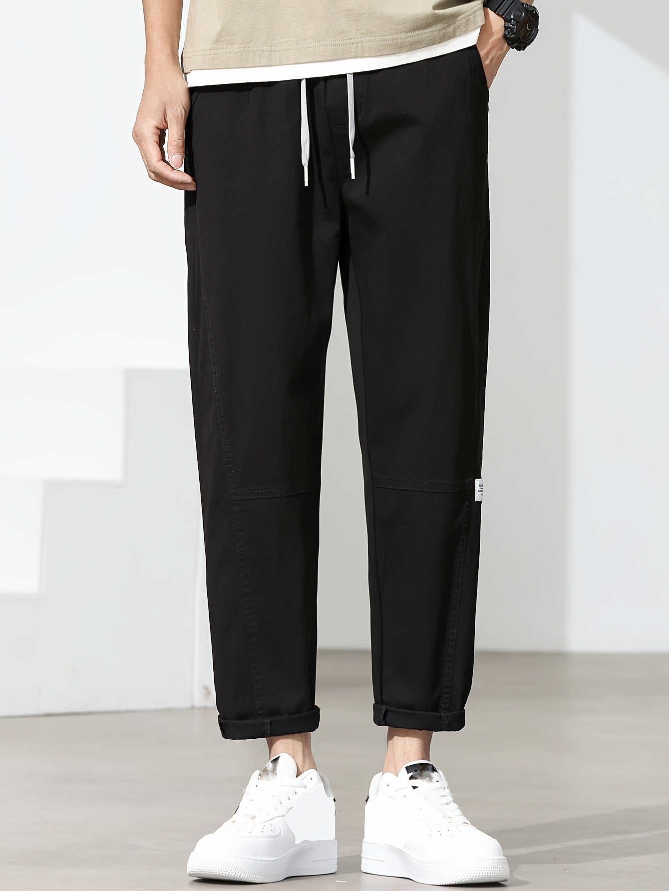 Pantalones cortos para hombre con bolsillos y estampado de alfabetos, de algodón, ajustados, de corte estrecho, casual, para todas las estaciones