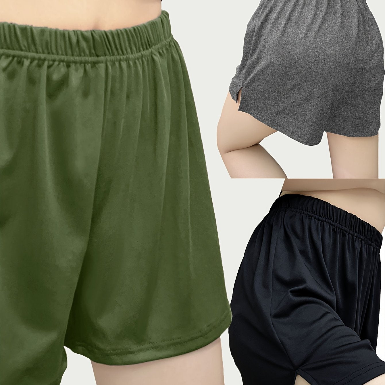 Women's Plus Size Pajama Bottoms Set Elastic Waist Casual Lounge Shorts 3 Pack