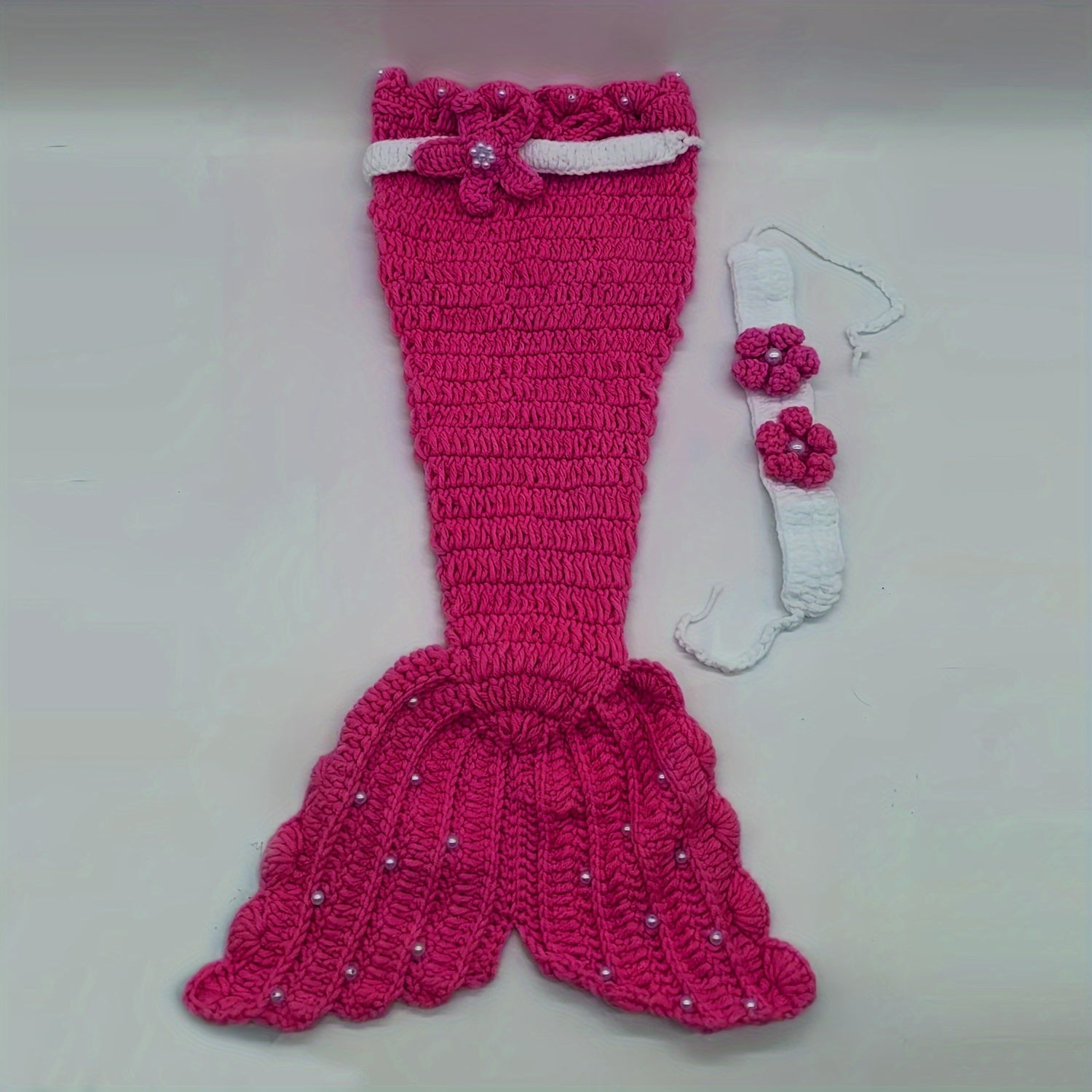 Conjunto de cola de sirena de ganchillo para bebés para recién nacidos de 0 a 3 años, accesorio para fotografía, disfraz con saco de dormir y conjunto