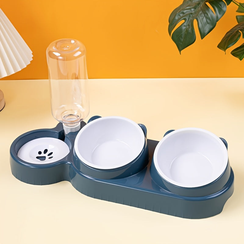Dual-Bowl Automatic Pet Feeder and Water Dispenser for Cats and Small Dogs
