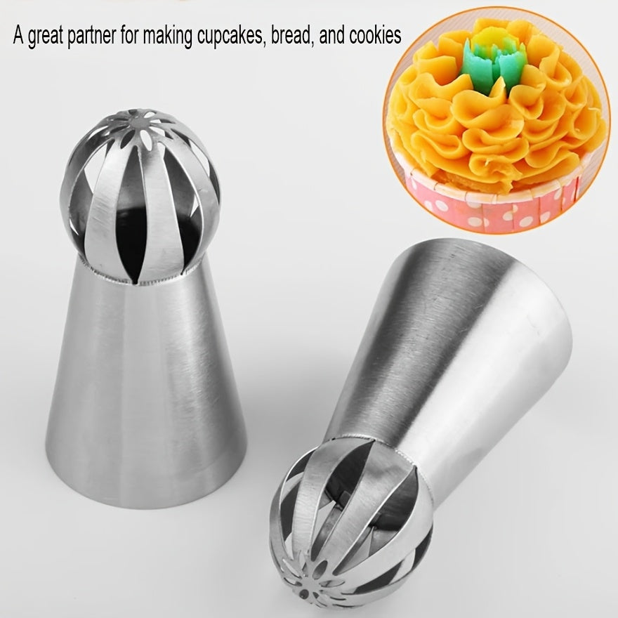 Set of 3 Stainless Steel Piping Tips for Cake Decorating and Icing Nozzles