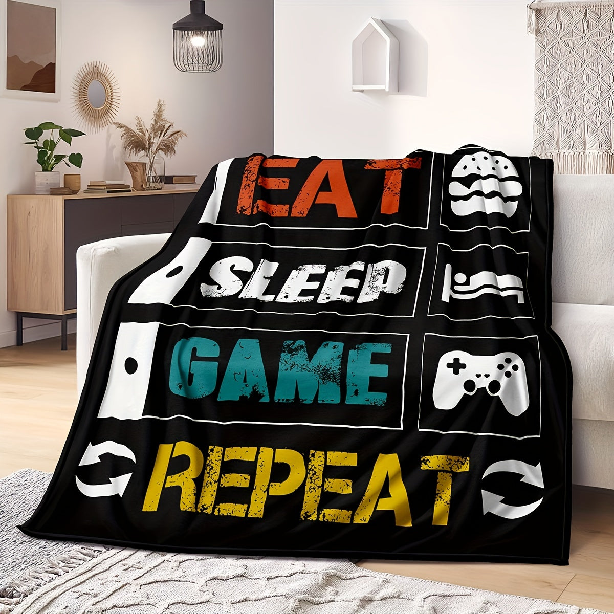 Soft Flannel Gaming Throw Blanket for Couch and Bed