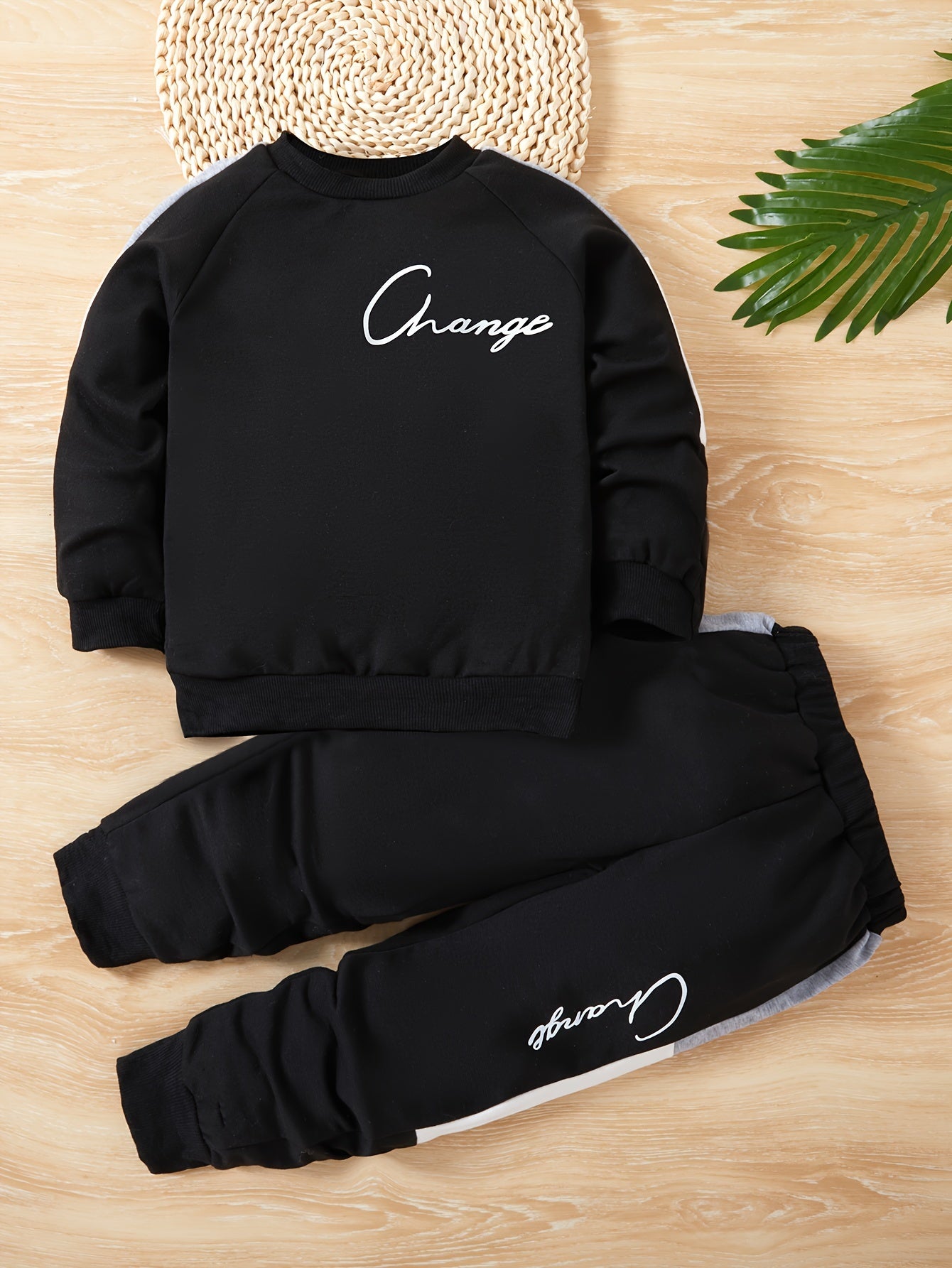 Toddler Boys Casual Outfit Sweatshirt and Sweatpants with Change Print for Spring Fall
