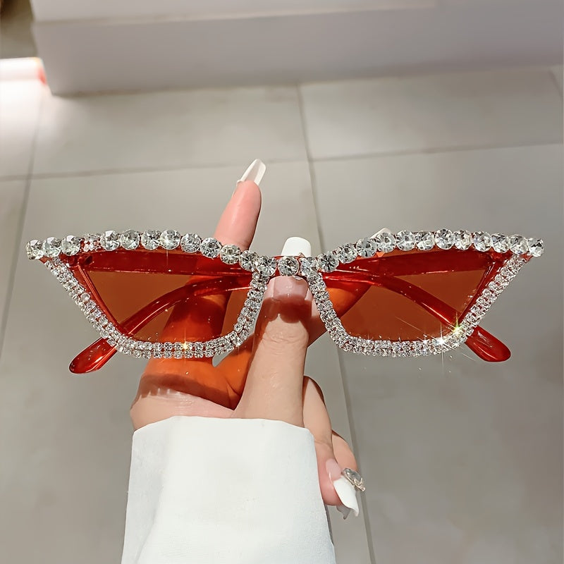 Women’s Cat Eye Glasses Shiny Rhinestone Fashion Sunglasses for Parties and Clubs