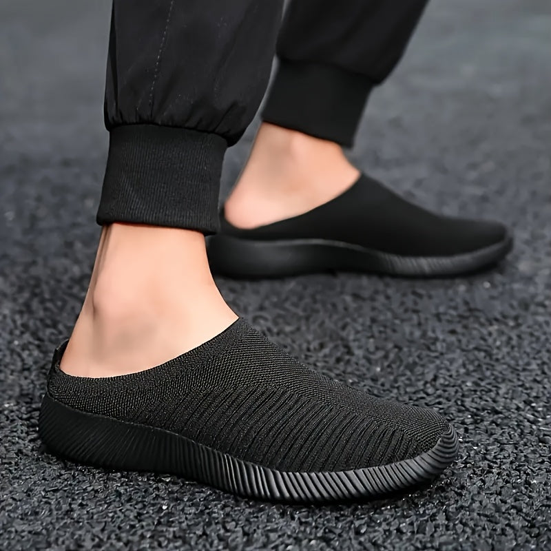 Women's Mesh Slip-On Sneakers Black Breathable Casual Loafers