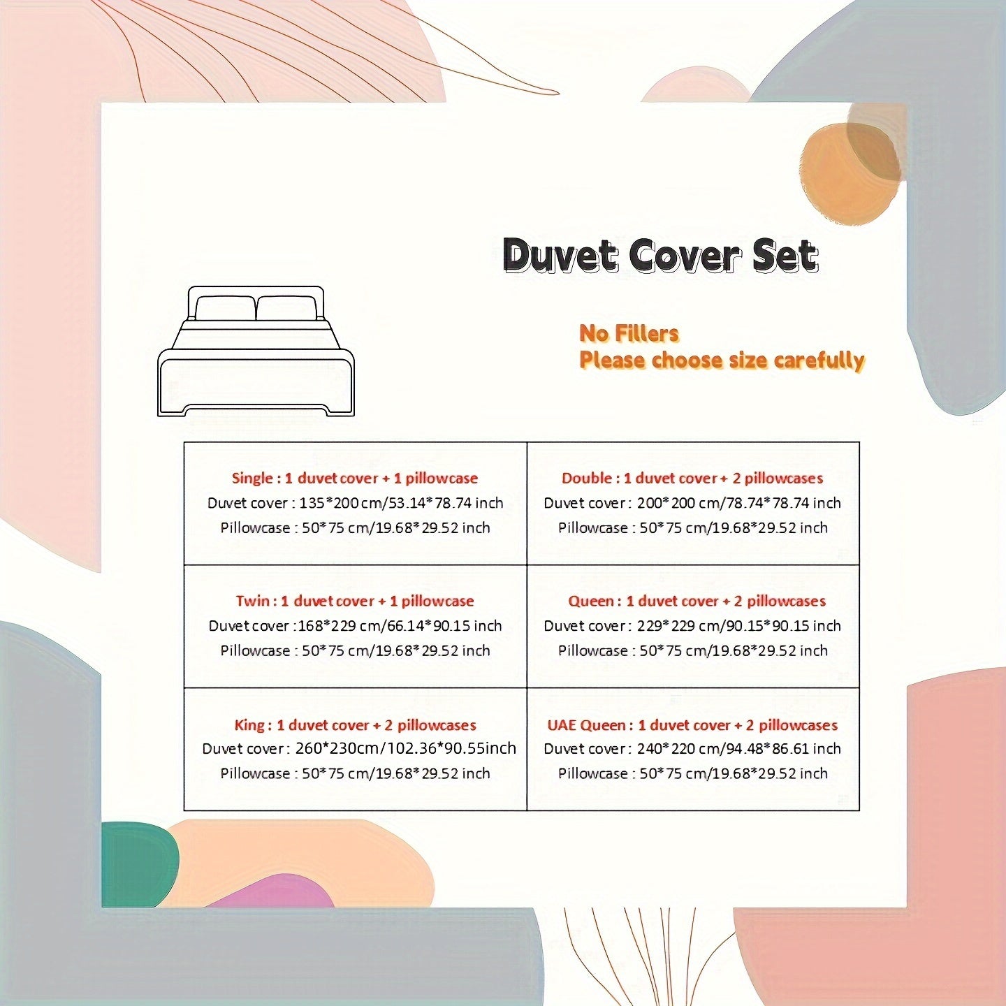 Bedding Set with Quilt Cover and Pillowcases Soft Brushed Fiber Wrinkle and Fade Resistant