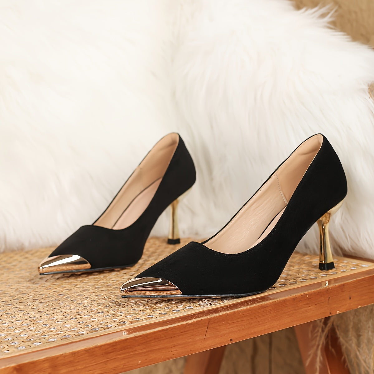 Women’s High Heels Pointed Toe Stilettos in Navy Pink Green Non-Slip Soles